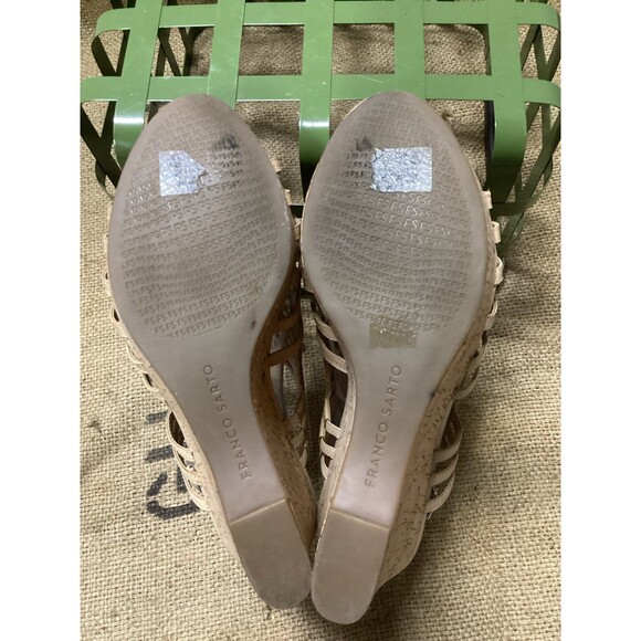 Franco Sarto Sombre Strappy Wedge Sandals Cork High Heels Women’s Size 9.5 - Picture 7 of 11